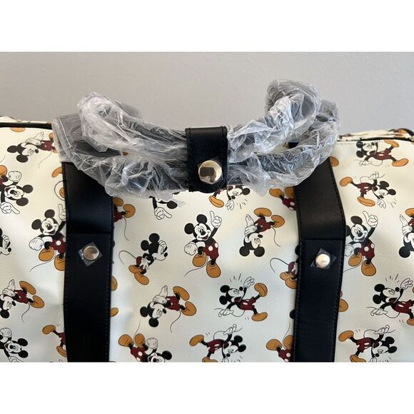 Mickey Mouse BioWorld 20” Rolling Ivory Duffle Bag Luggage Carry On NEW - Picture 5 of 9